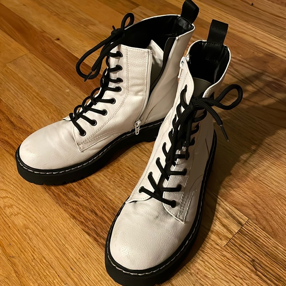 White Combat Boots